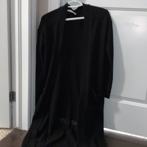 Long Knee Length Black Cardigan